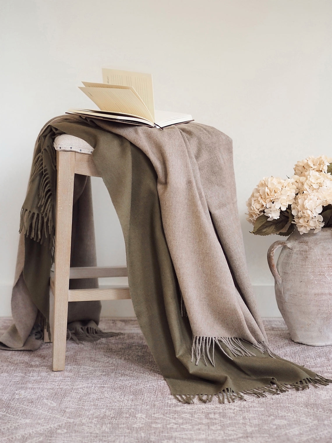 Paris Olive Green Baby Alpaca Throw