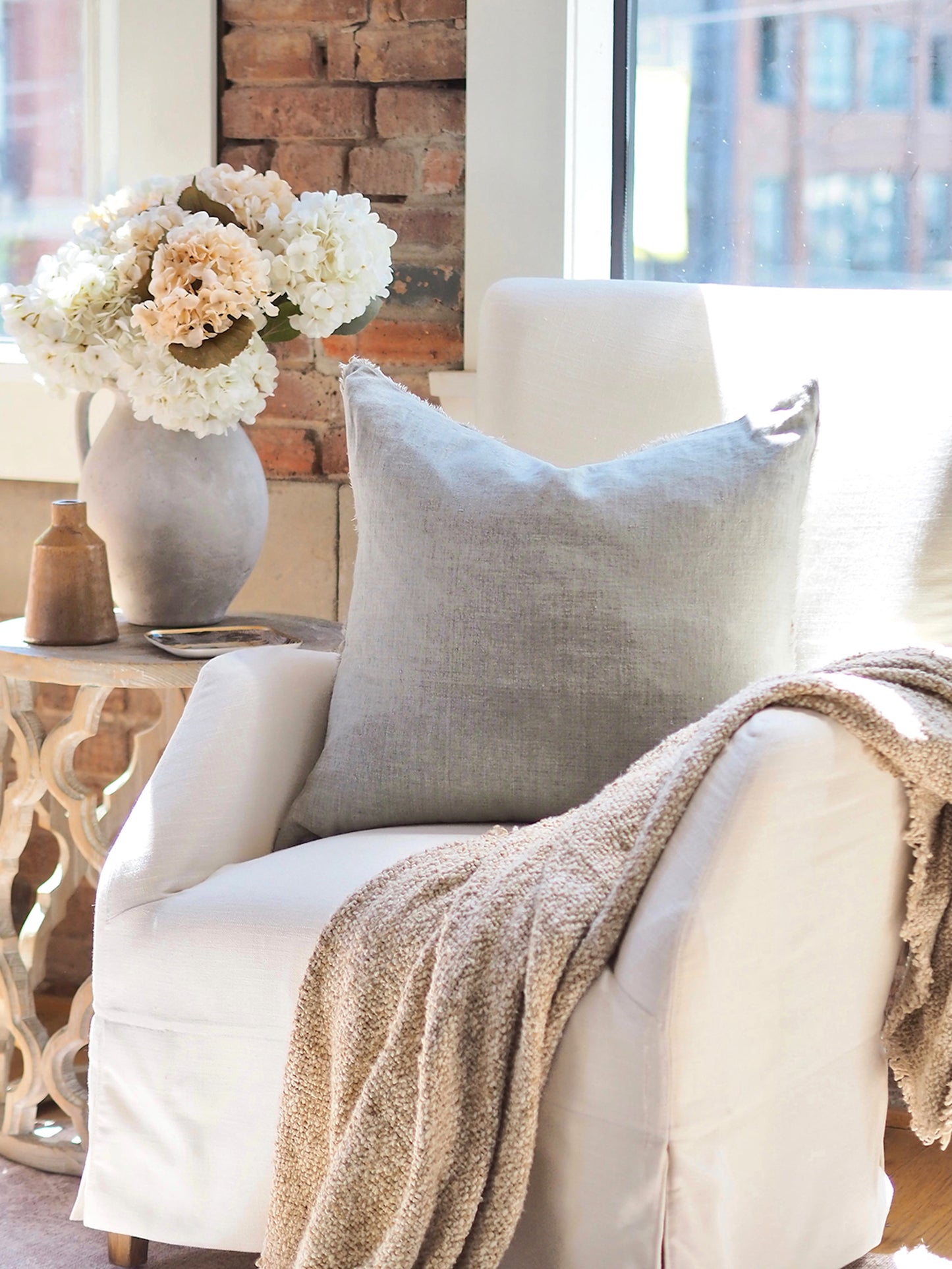 Lina Flint Grey Pillow | 24x24