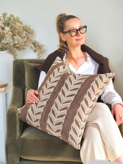 Claire Mocha Pillow | 22x22