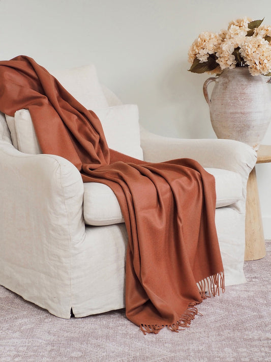 Paris Red Clay Baby Alpaca Throw