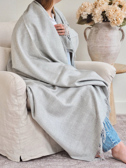 Paris Flannel Grey Baby Alpaca Throw