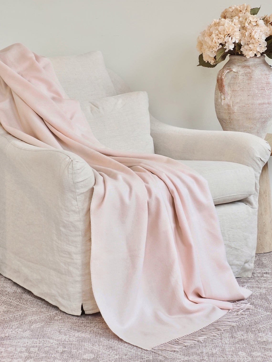 Paris Blush Pink Baby Alpaca Throw