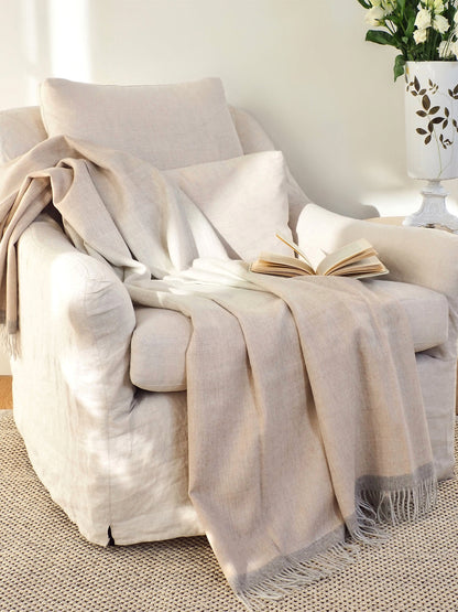 St. Denis Almond/Fog Baby Alpaca Throw