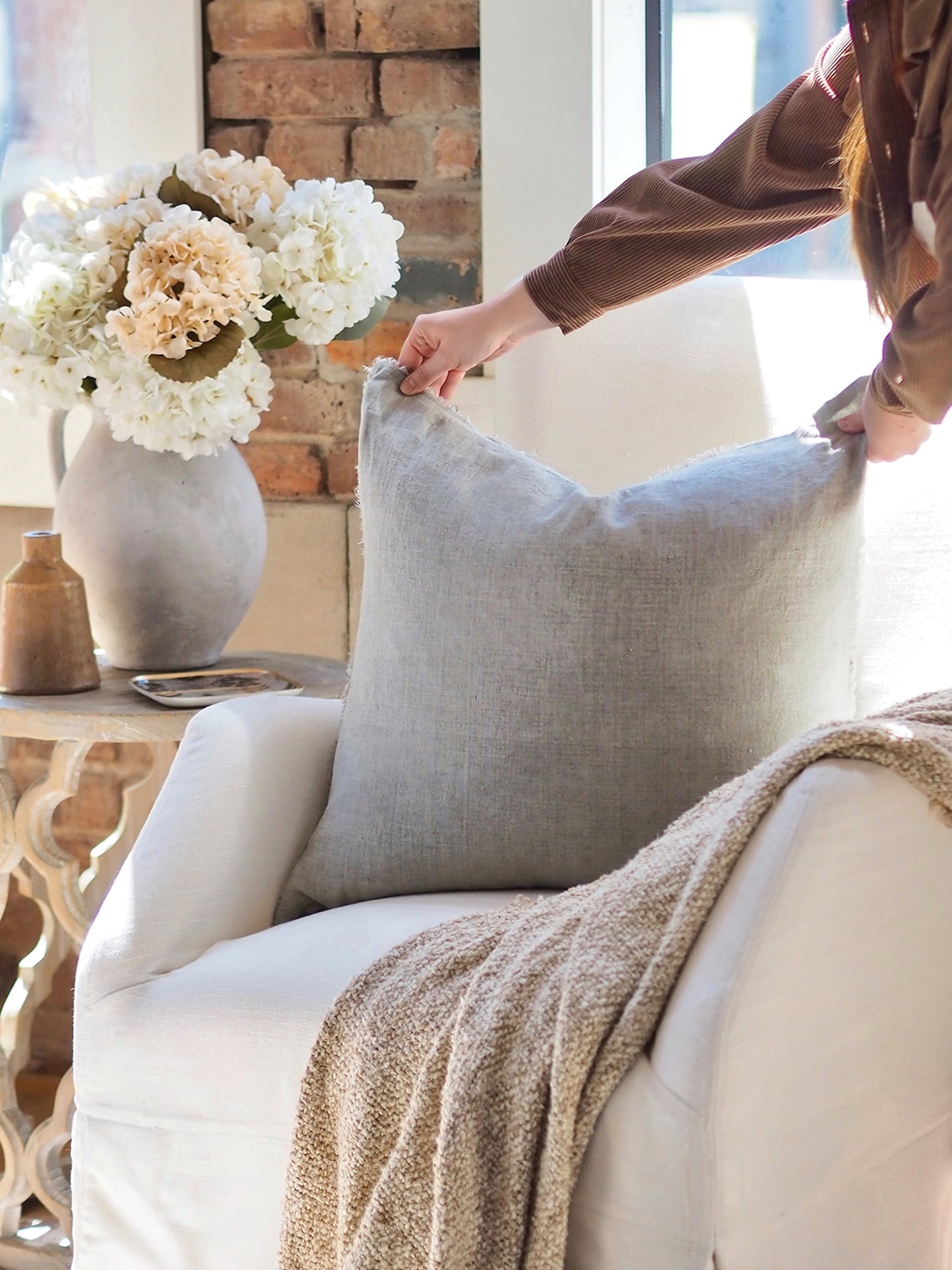 Lina Flint Grey Pillow | 24x24