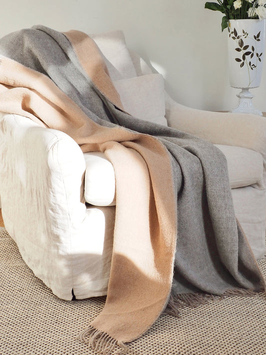 Camden Oatmeal/Grey Alpaca Throw