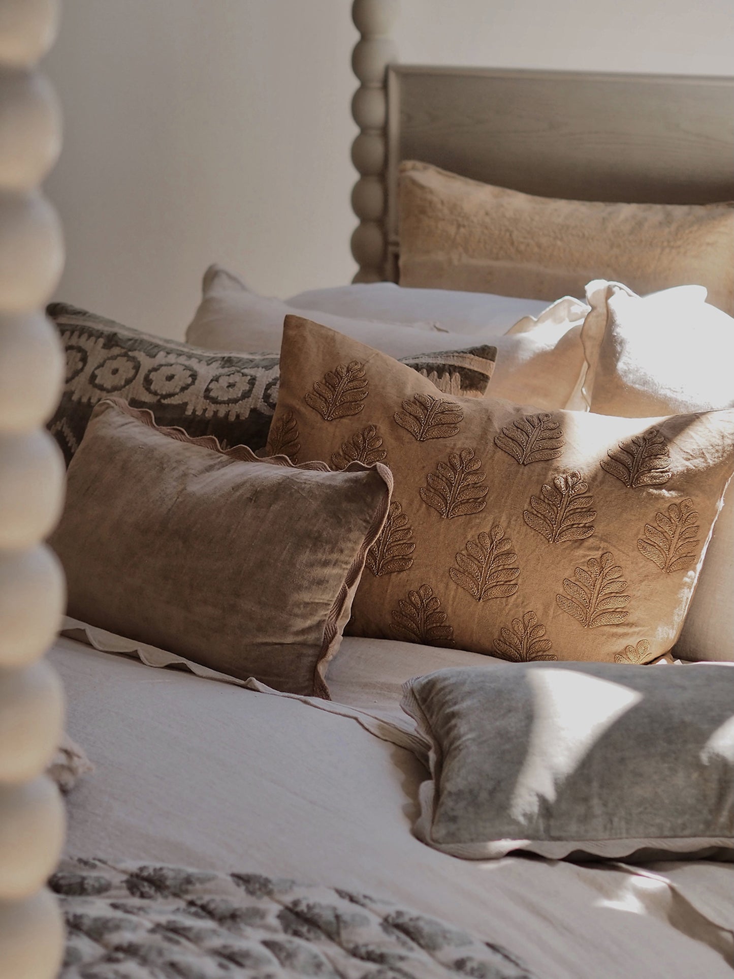 Velvet Embroidered Pillow | 16x24