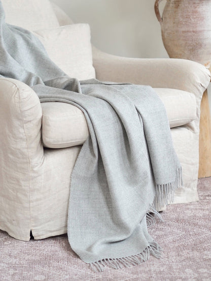 Paris Flannel Grey Baby Alpaca Throw