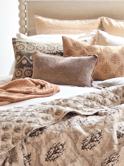 Velvet Embroidered Pillow | 16x24