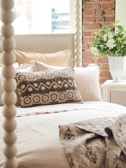 Velvet Embroidered Pillow | 16x24