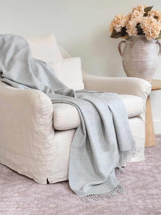 Paris Flannel Grey Baby Alpaca Throw